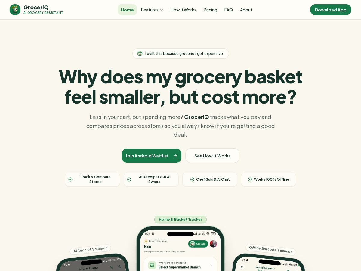 Landing-page snapshot of groceriq.site