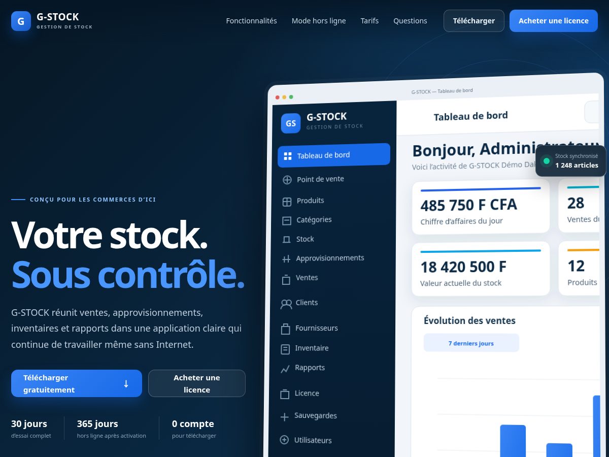 Landing-page snapshot of gstock.space