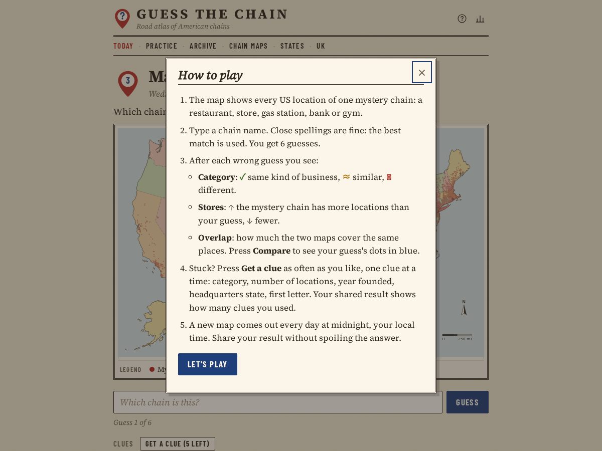 Landing-page snapshot of guessthechain.com