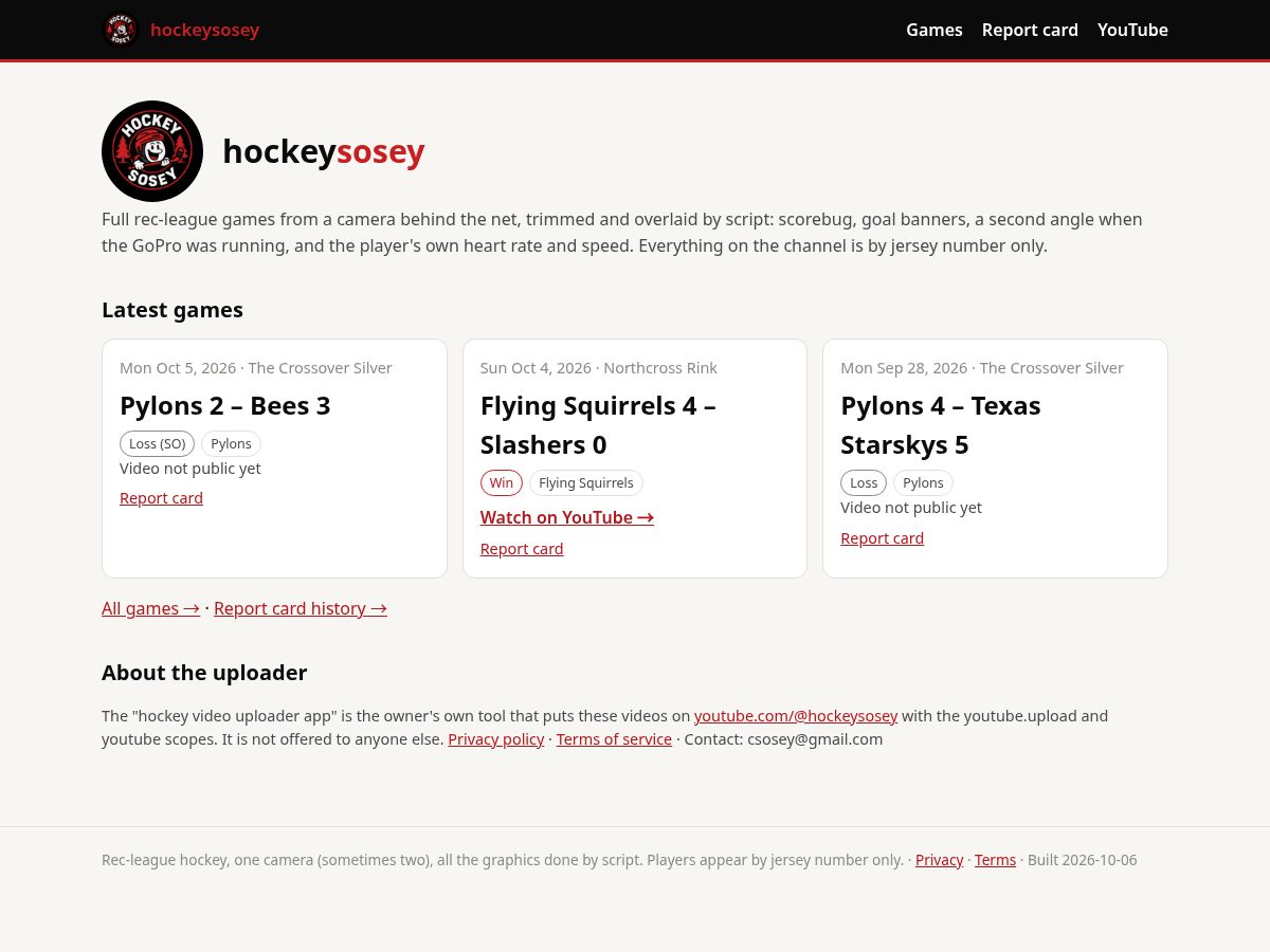 Landing-page snapshot of hockeysosey.com