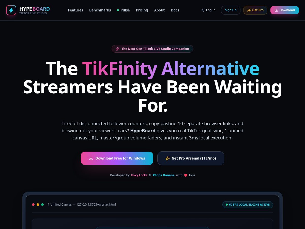 Landing-page snapshot of hypeboardapp.com