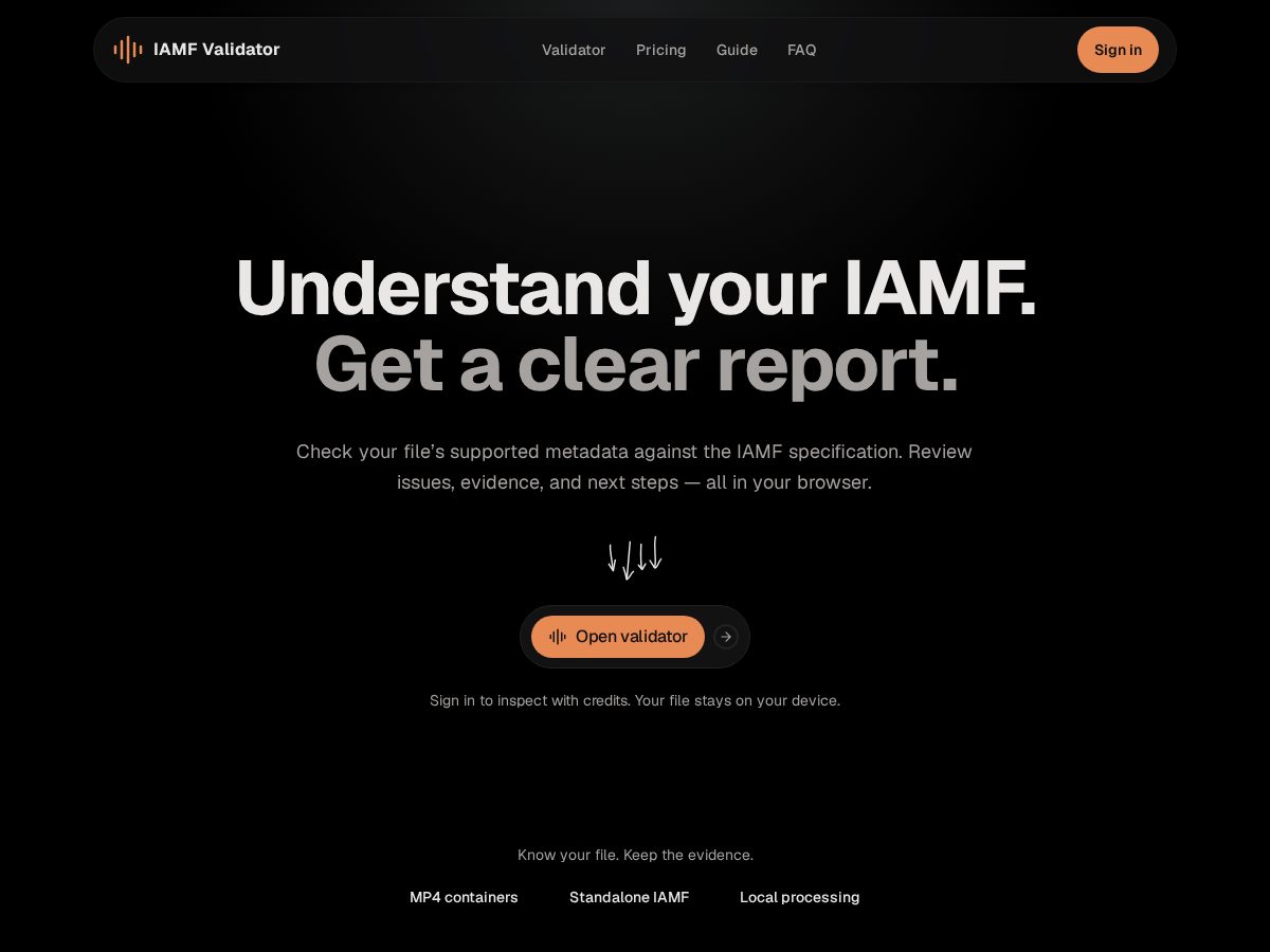 Landing-page snapshot of iamfvalidator.com