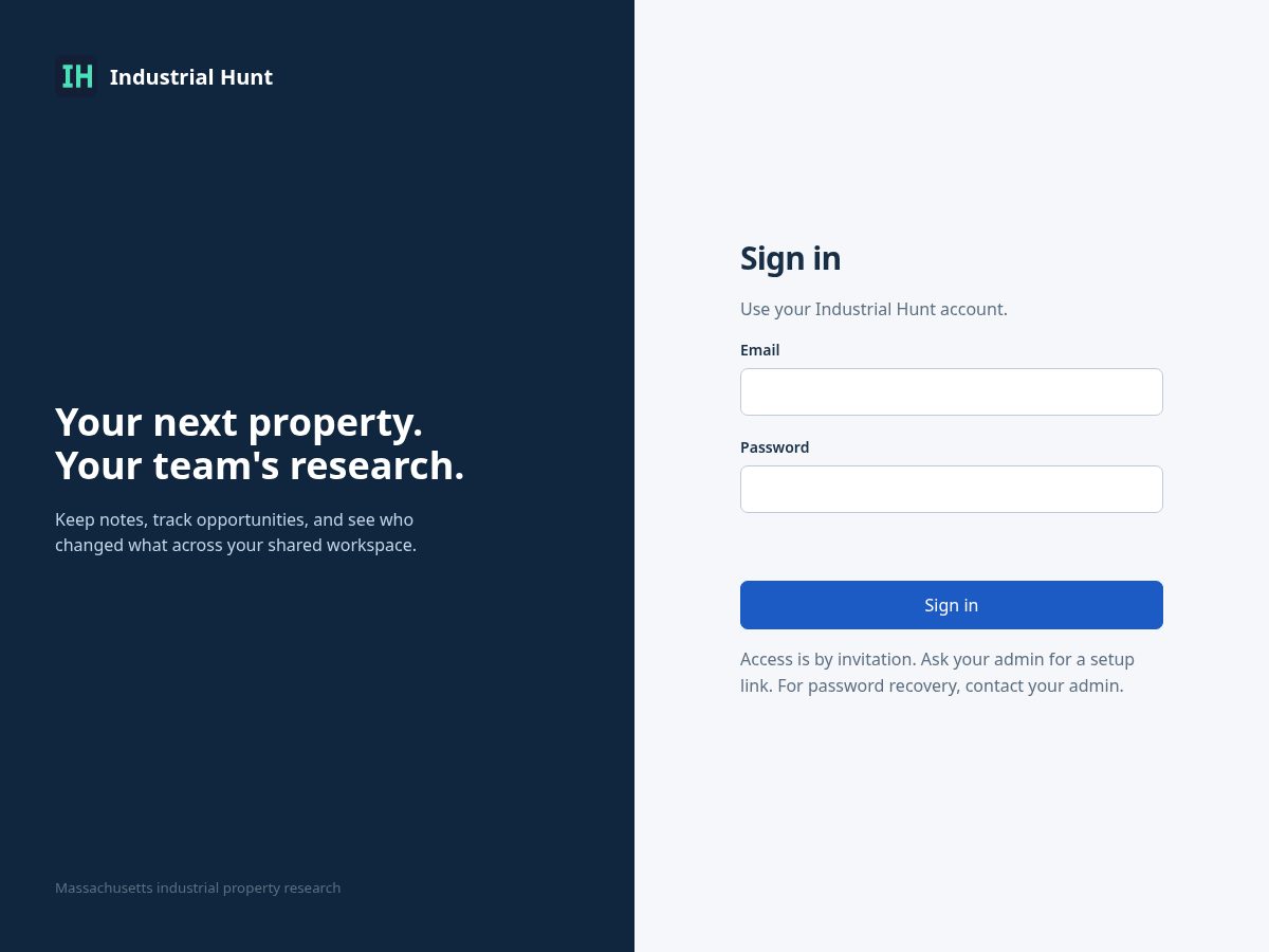Landing-page snapshot of industrial-hunt.com