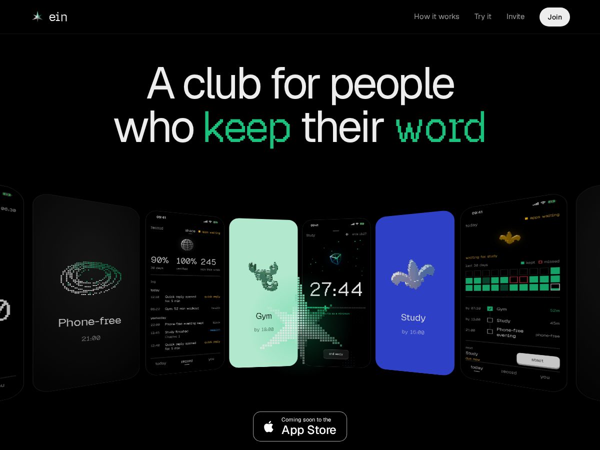 Landing-page snapshot of joinein.club