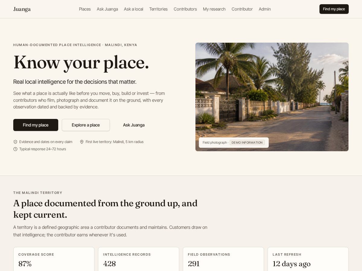 Landing-page snapshot of juanga.world