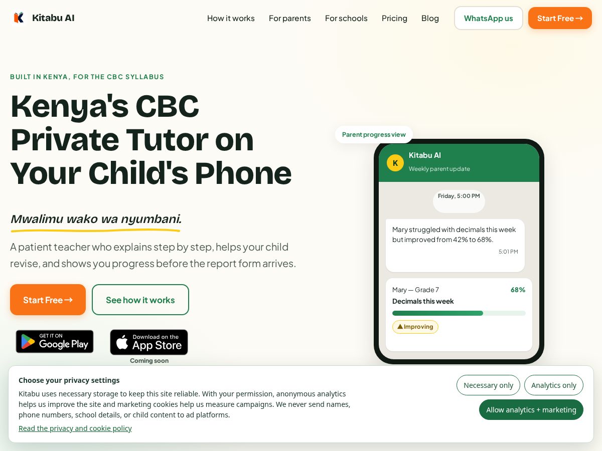 Landing-page snapshot of kitabu.online