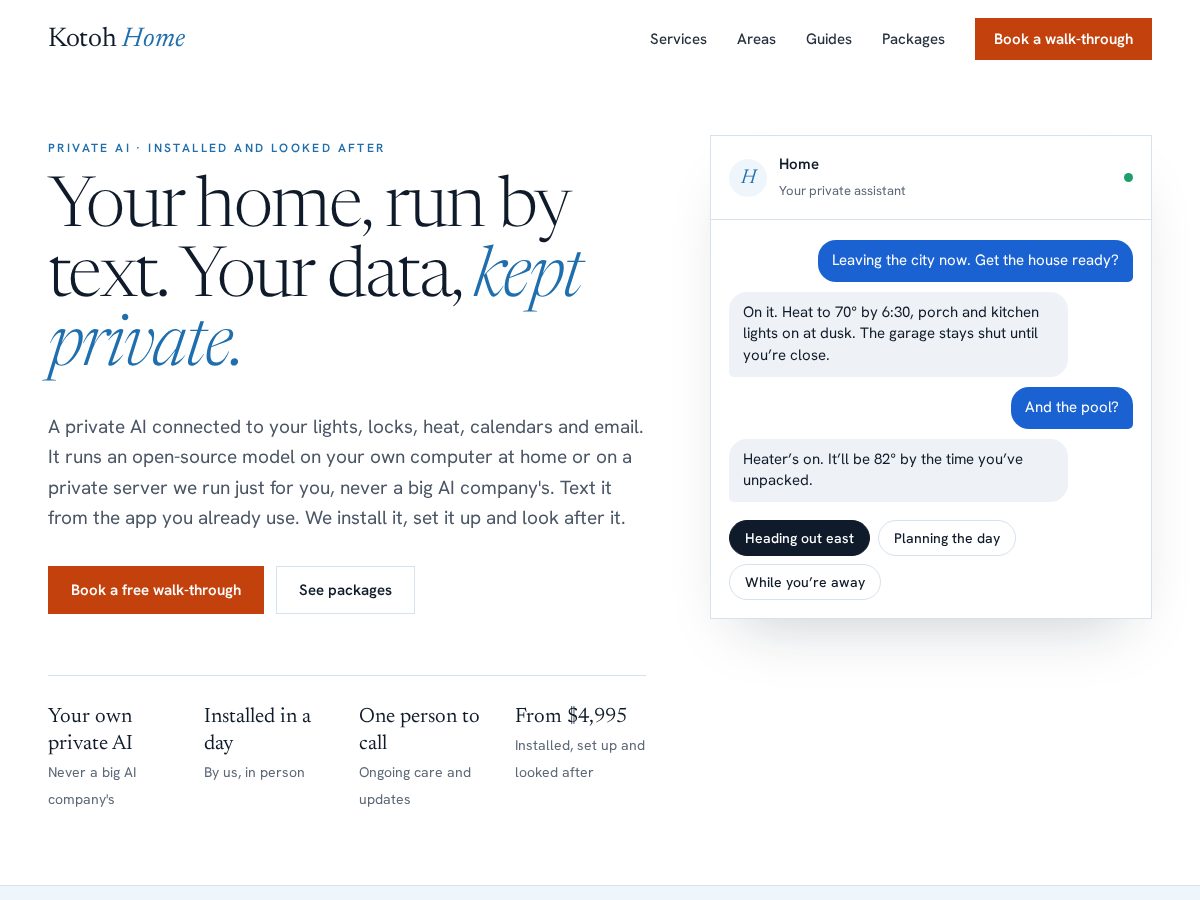 Landing-page snapshot of kotohhome.com