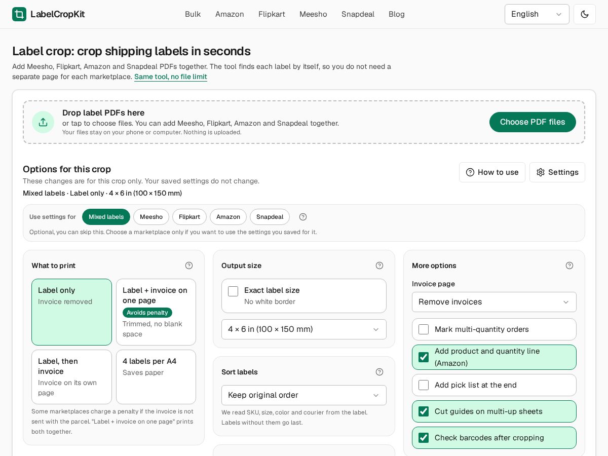 Landing-page snapshot of labelcropkit.com