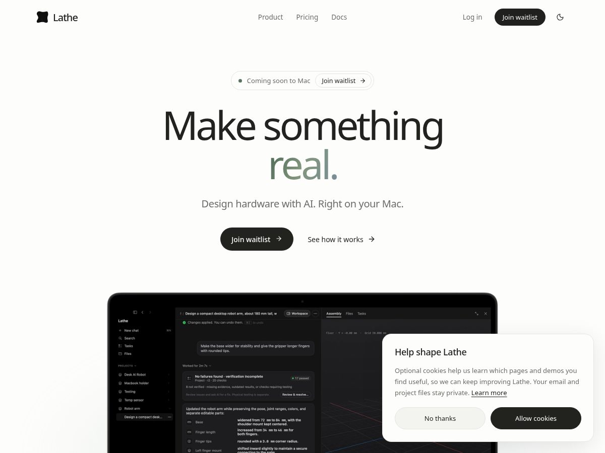 Landing-page snapshot of lathelab.com