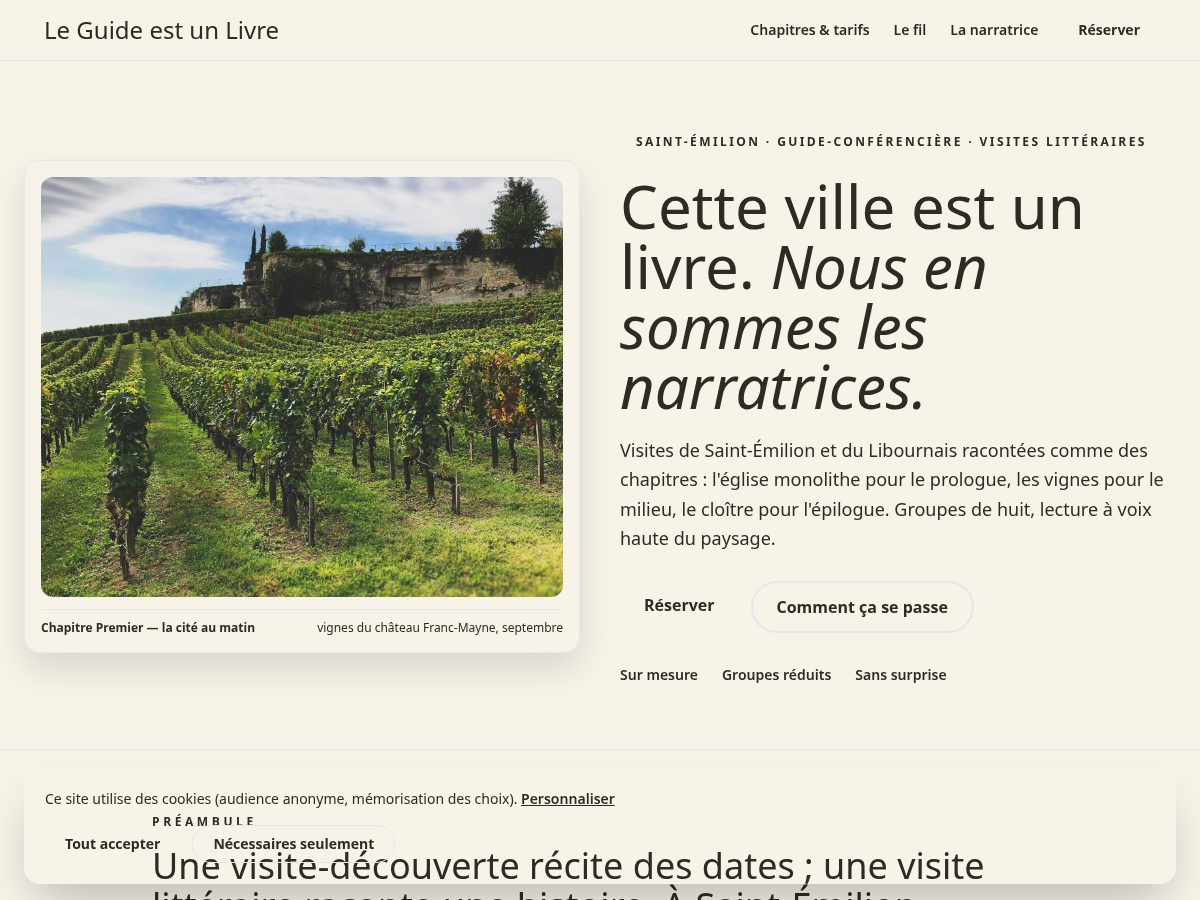 Landing-page snapshot of leguideestunlivre.click