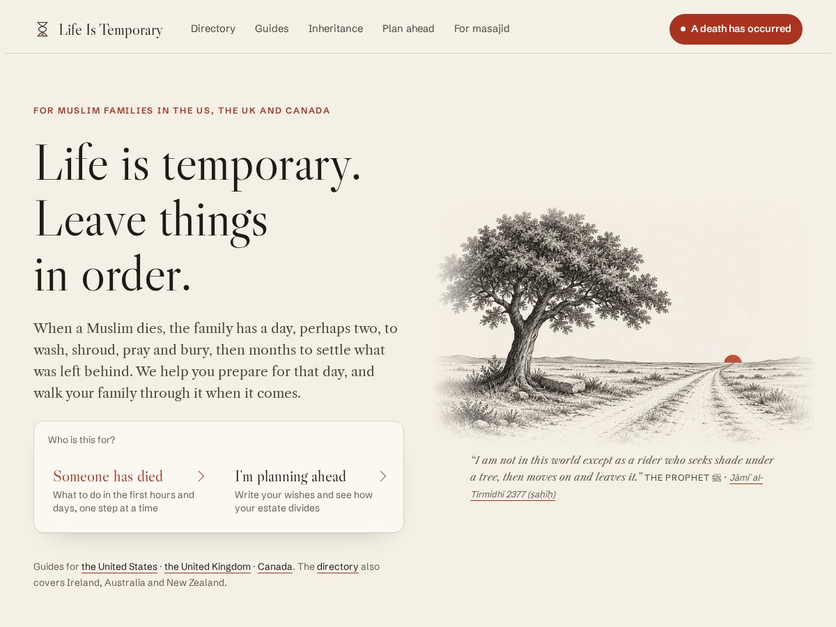Landing-page snapshot of lifeistemporary.org