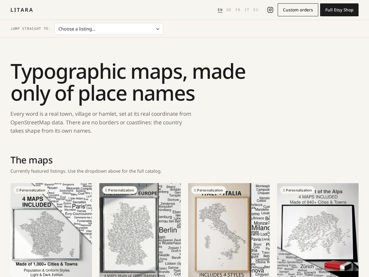 Landing-page snapshot of litaramaps.com