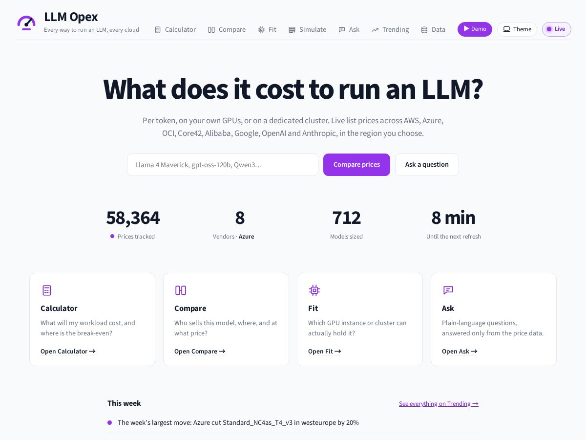 Landing-page snapshot of llmopex.com