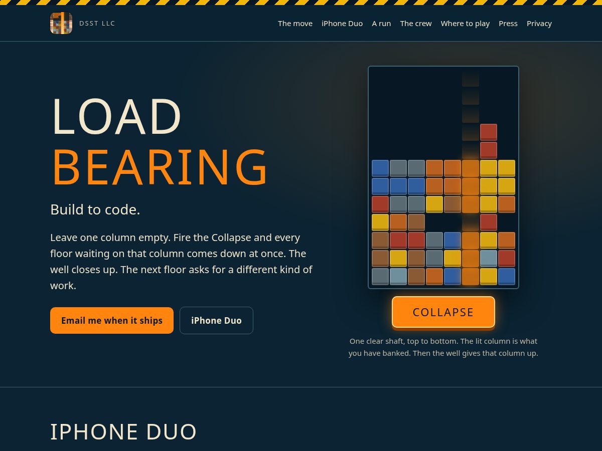Landing-page snapshot of loadbearinggame.com