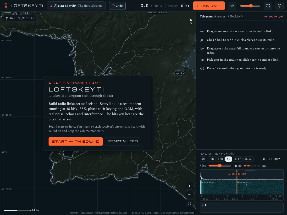 Landing-page snapshot of loftskeyti.com