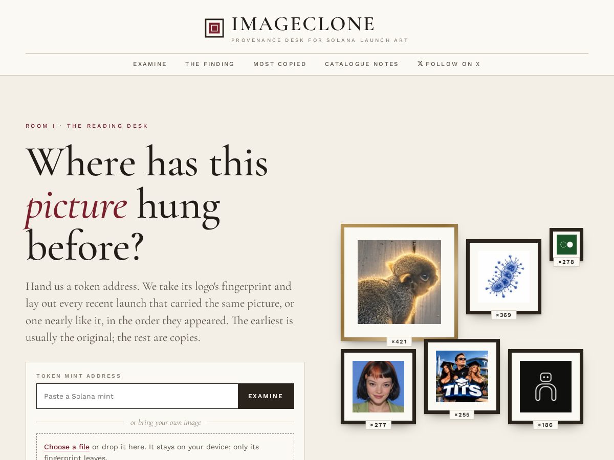 Landing-page snapshot of logoclones.fun