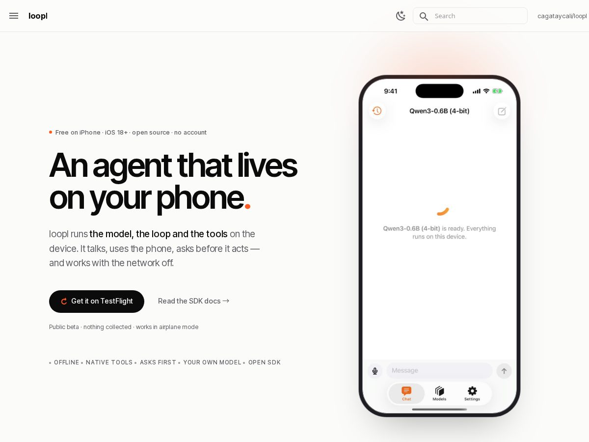 Landing-page snapshot of loopl.dev