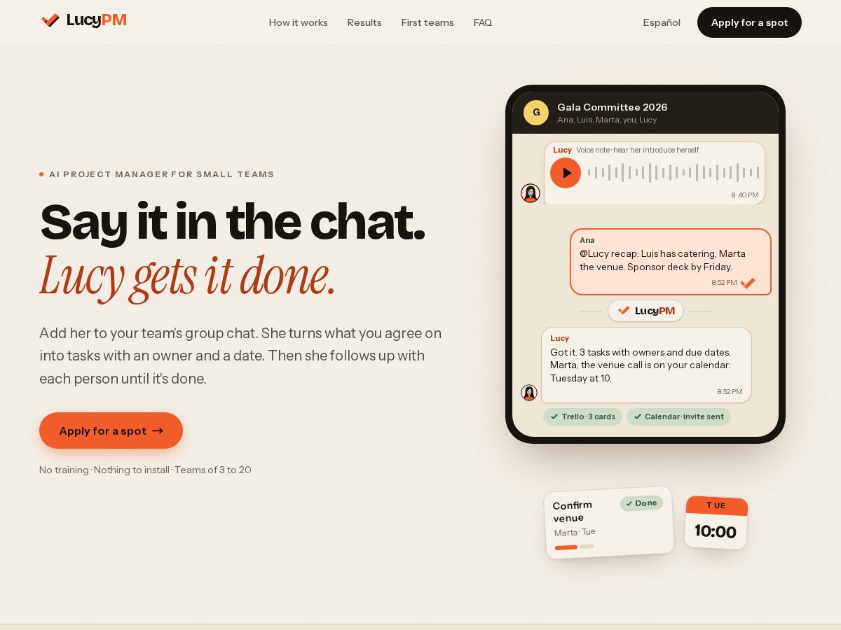 Landing-page snapshot of lucypm.com
