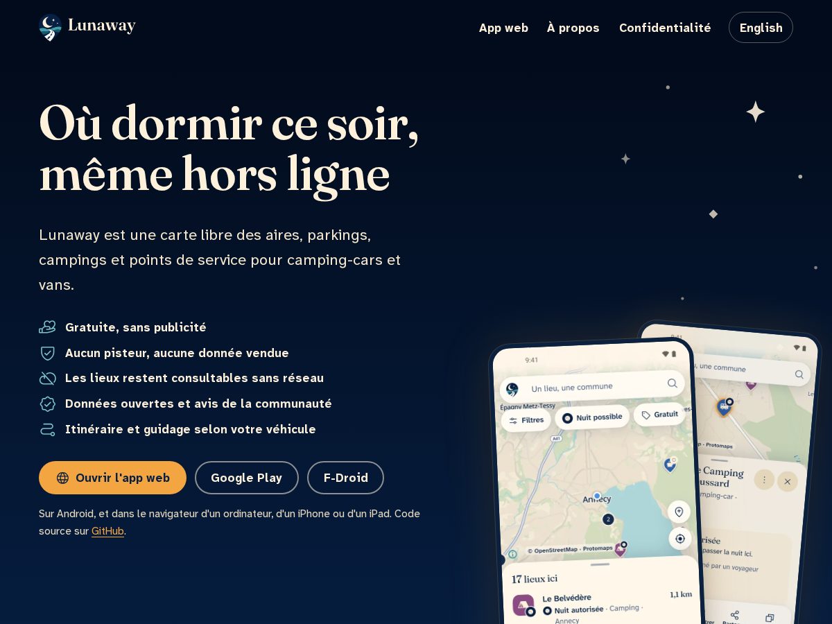 Landing-page snapshot of lunaway.net
