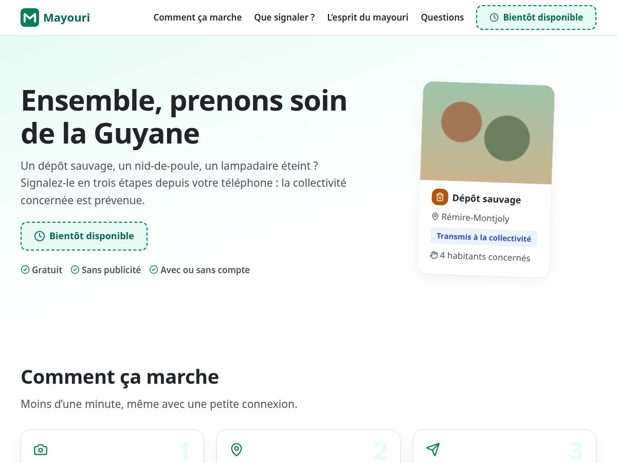 Landing-page snapshot of mayouri-guyane.com