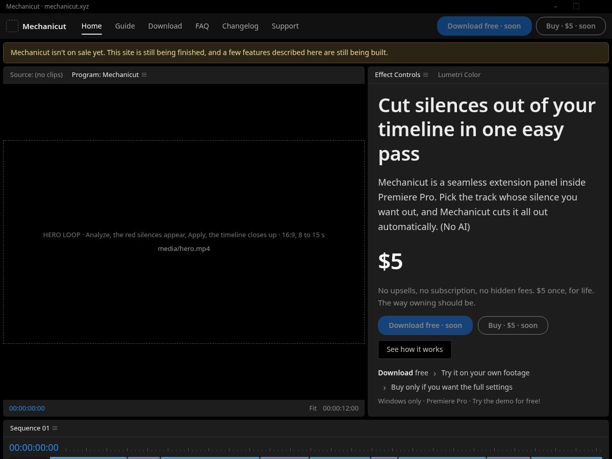 Landing-page snapshot of mechanicut.xyz