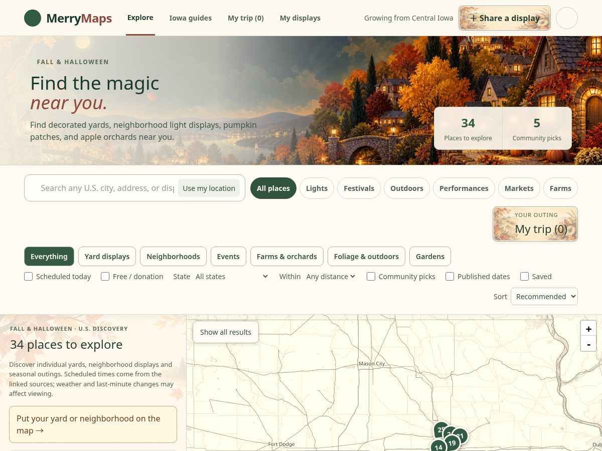 Landing-page snapshot of merrymaps.com