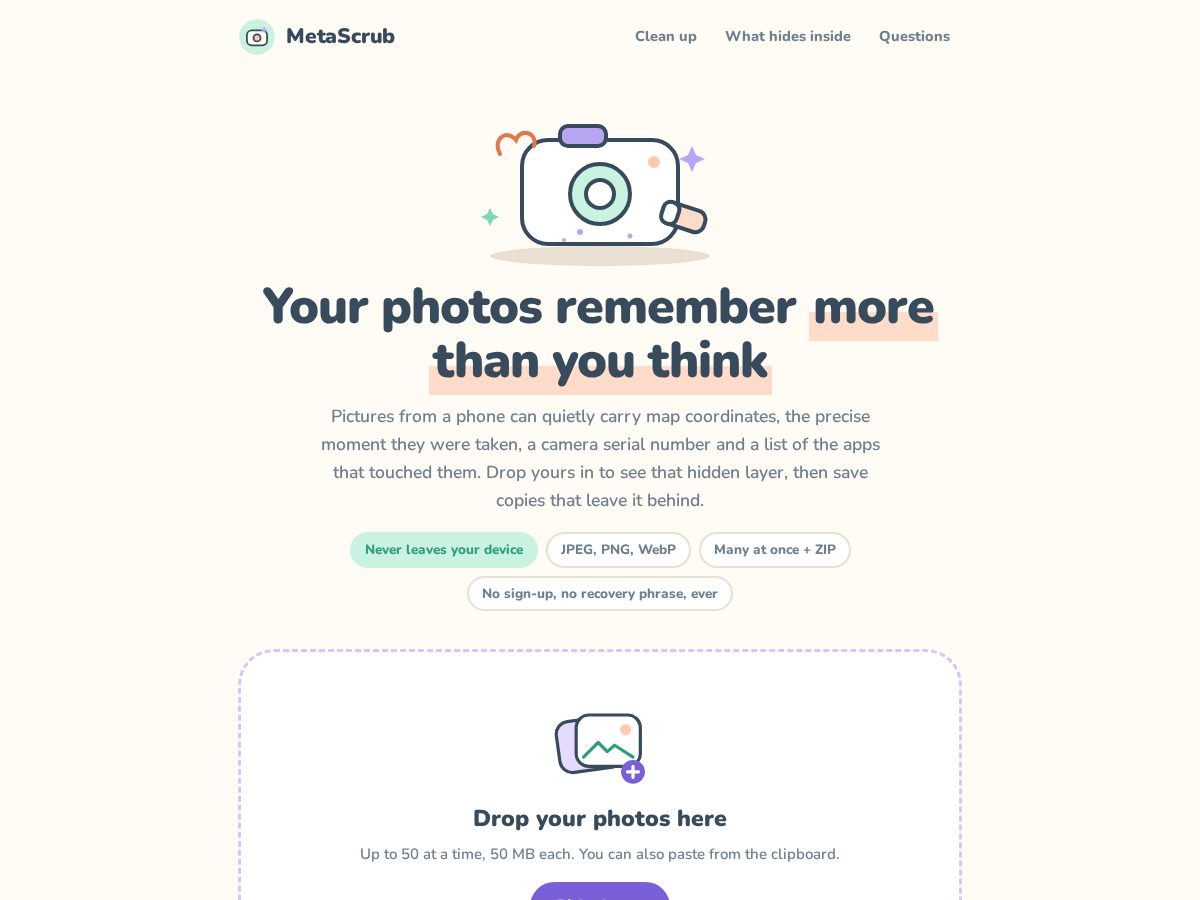 Landing-page snapshot of metascrub.fun