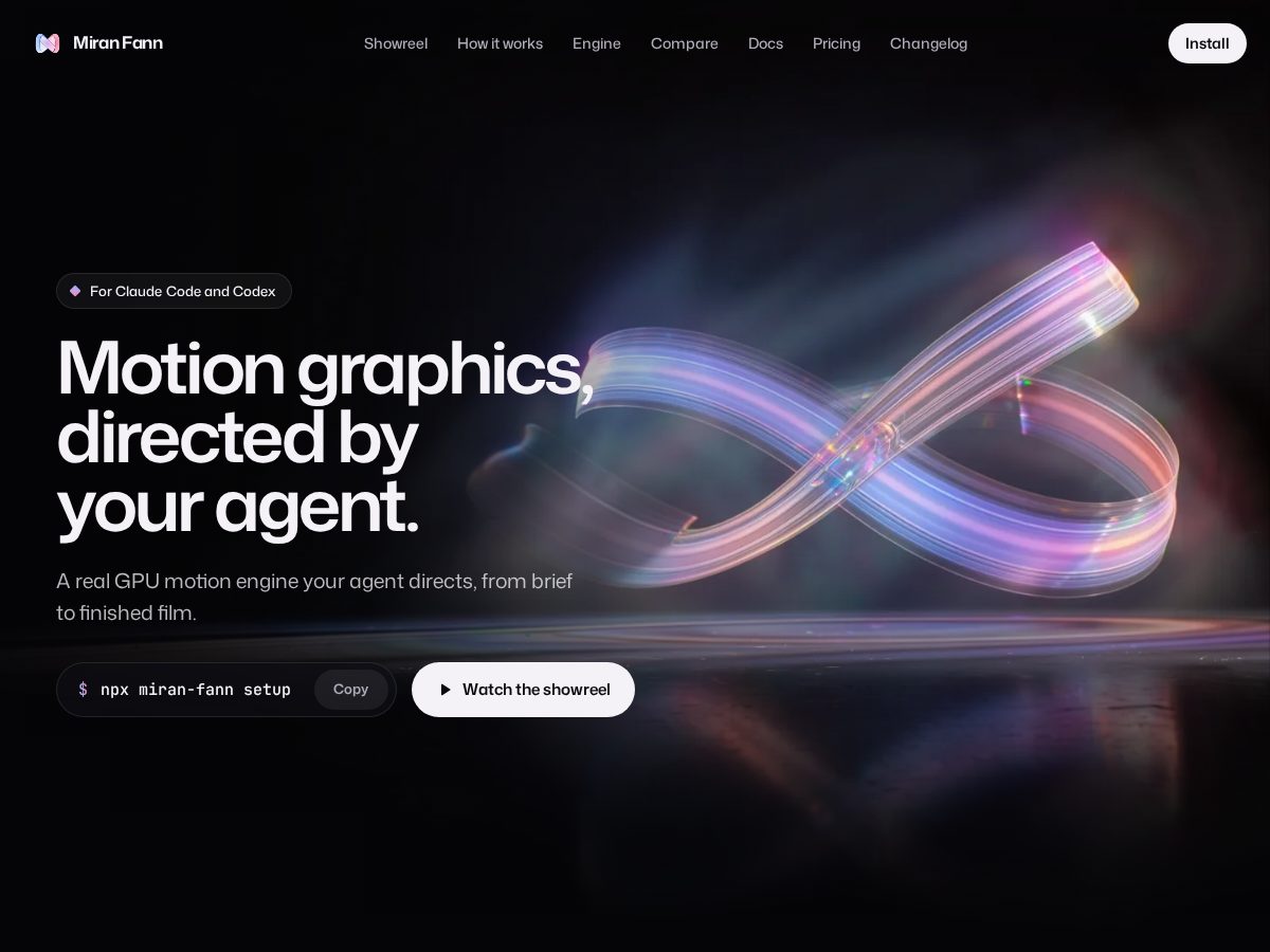 Landing-page snapshot of miranfann.com