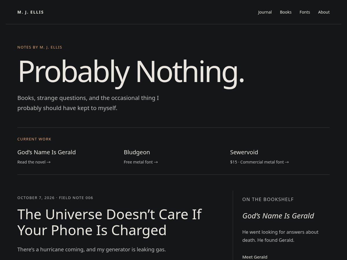 Landing-page snapshot of mjellis.world