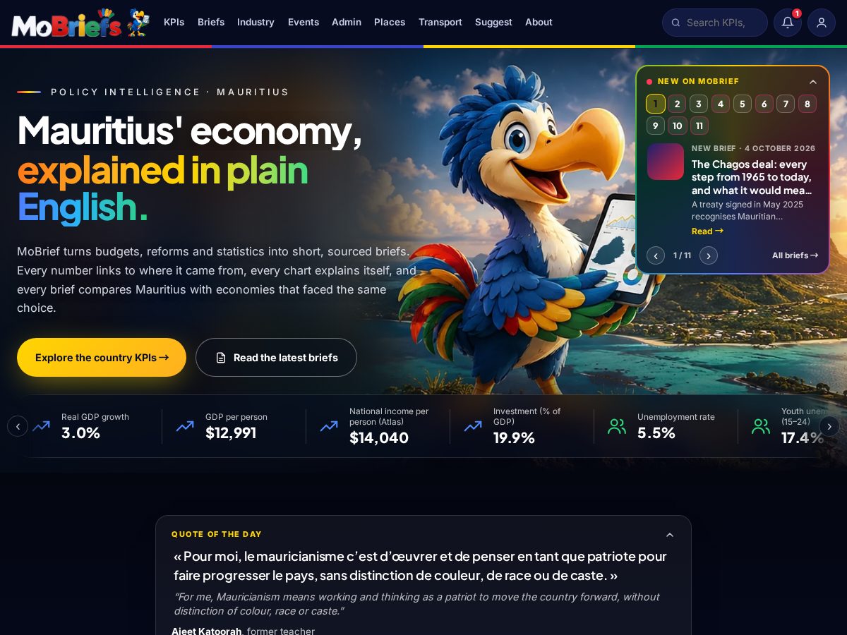 Landing-page snapshot of mobriefs.com