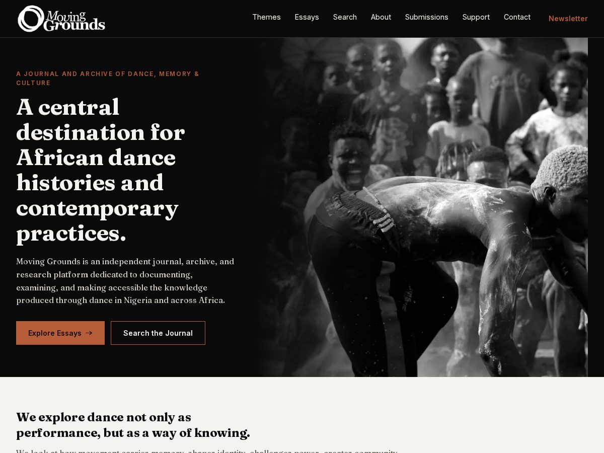 Landing-page snapshot of movinggroundsjournal.com