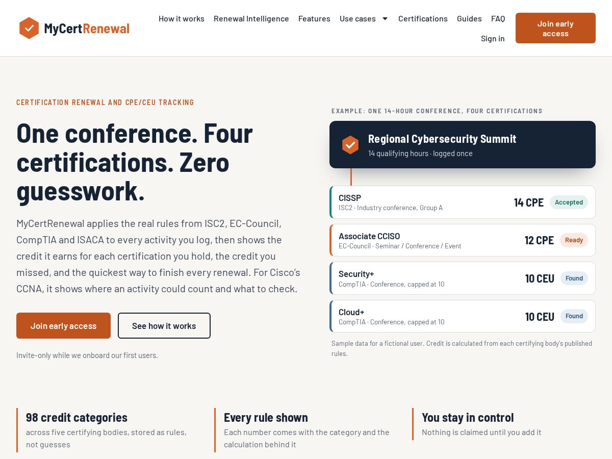 Landing-page snapshot of mycertrenewal.com