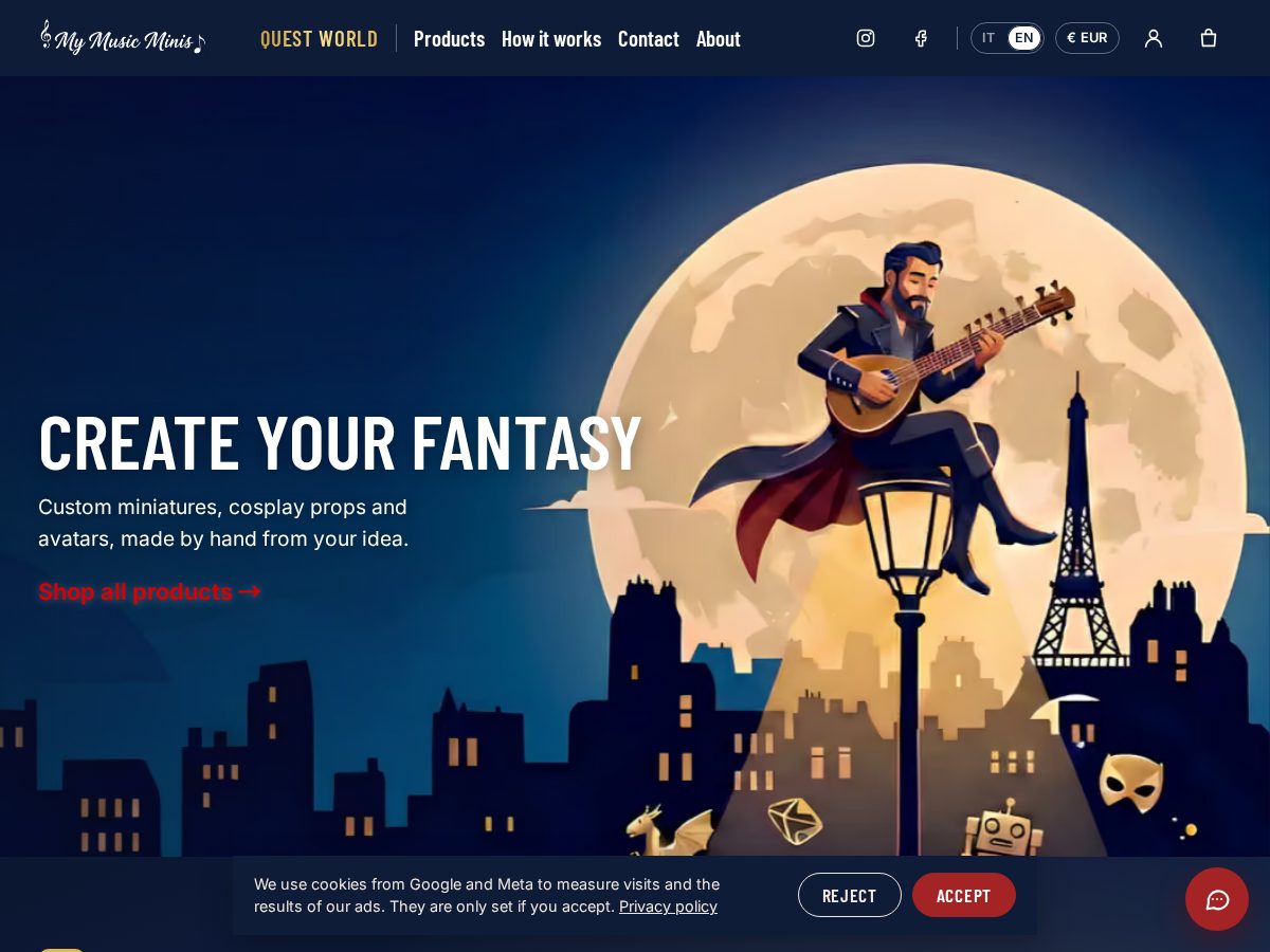 Landing-page snapshot of mymusicminis.com