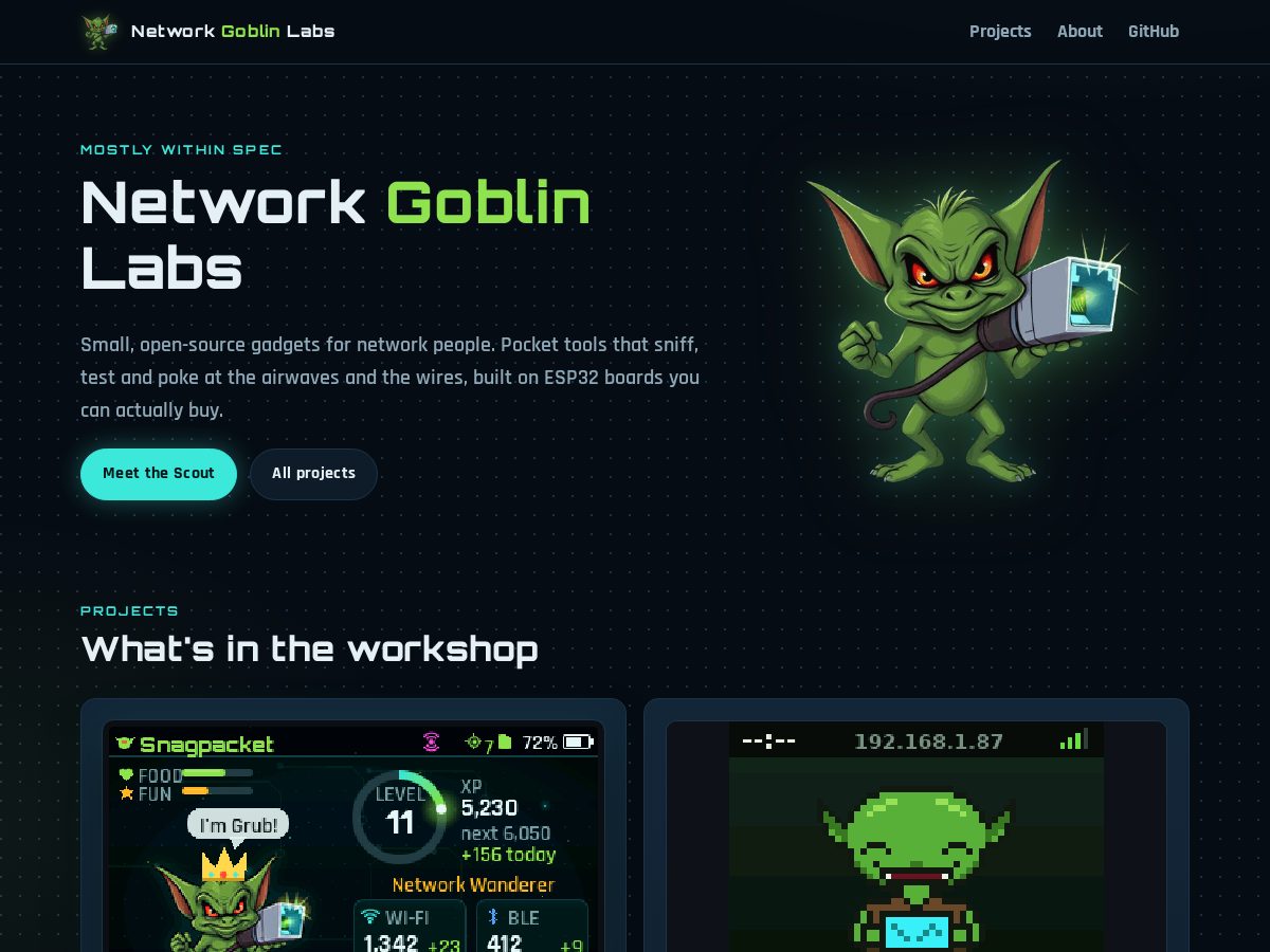 Landing-page snapshot of networkgoblin.dev