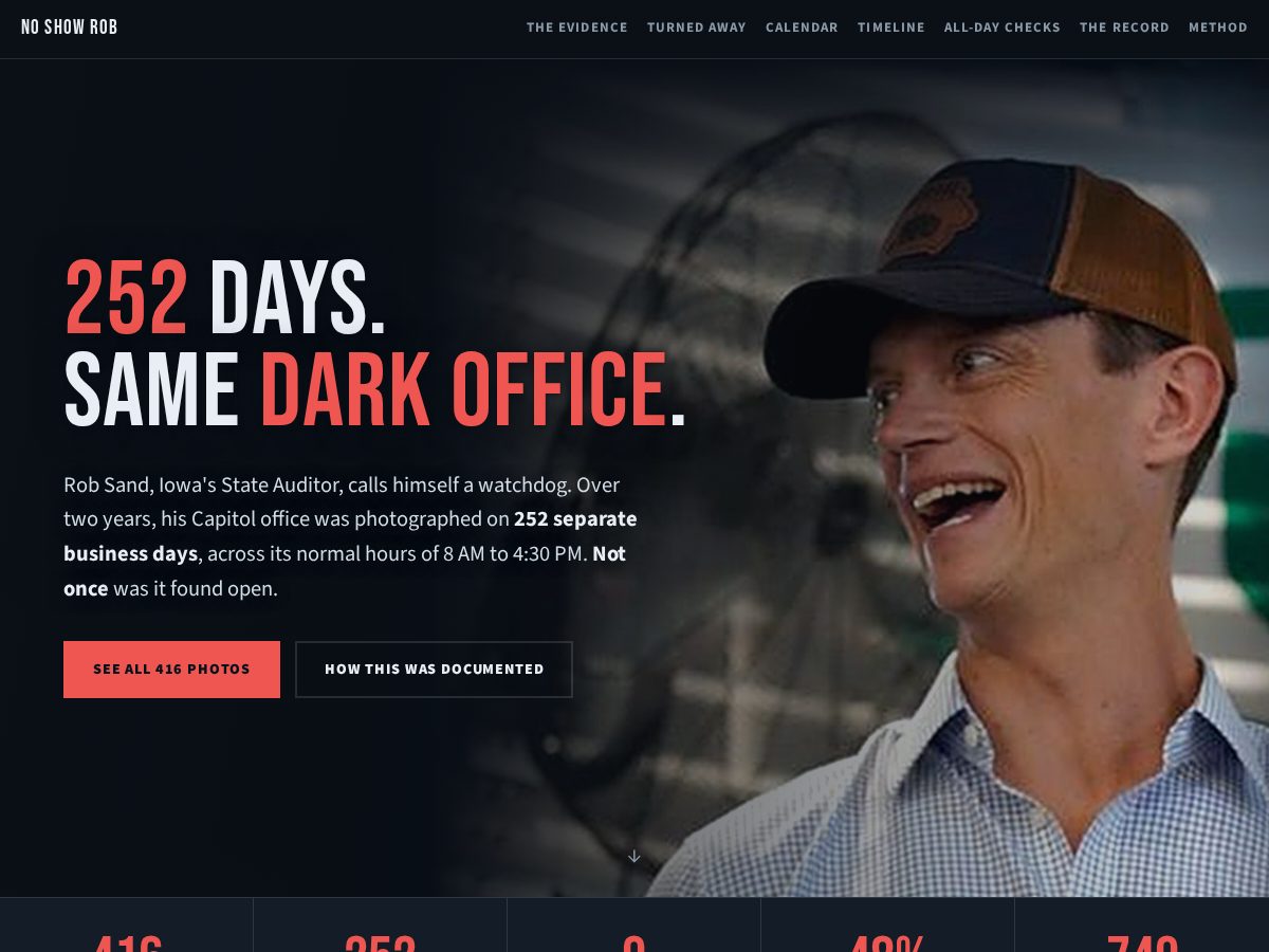 Landing-page snapshot of noshowrob.com
