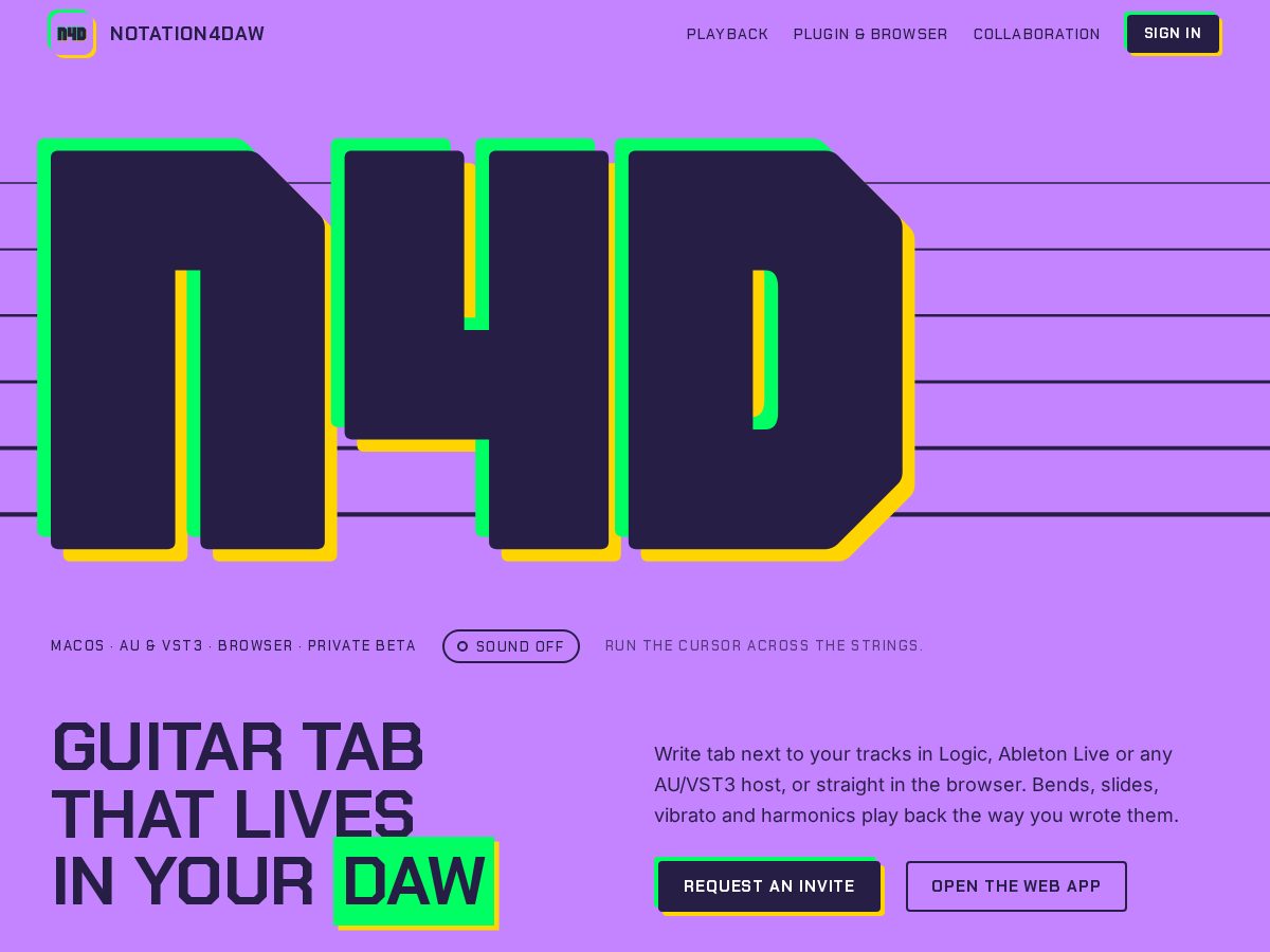 Landing-page snapshot of notation4daw.com