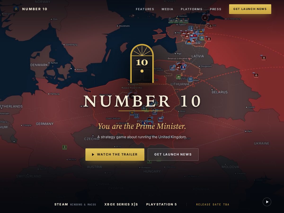 Landing-page snapshot of number10thegame.com