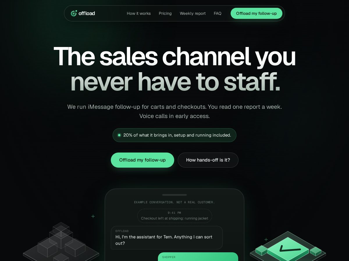Landing-page snapshot of offloadrep.com