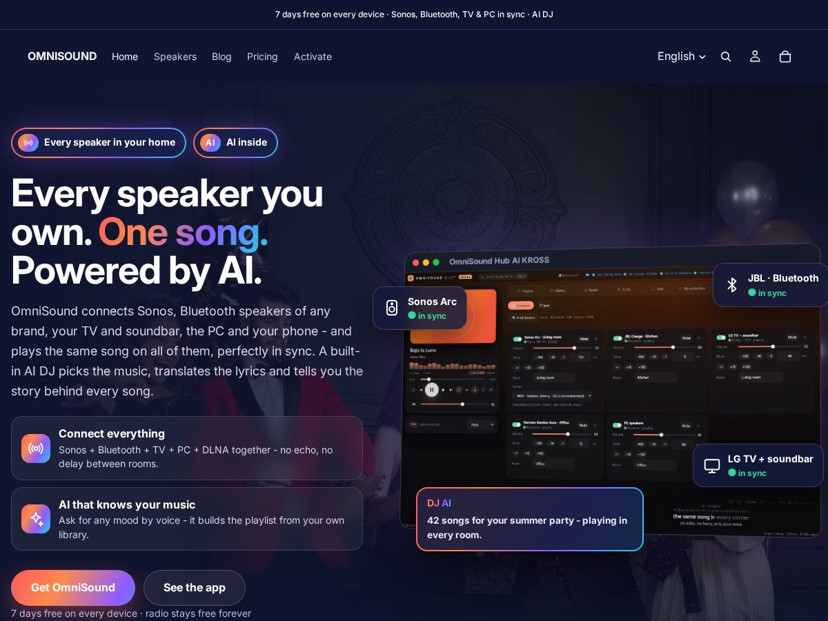 Landing-page snapshot of omnisoundai.com