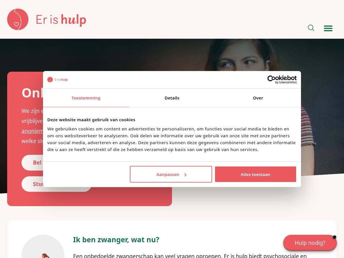 Landing-page snapshot of onbedoeltzwanger.online
