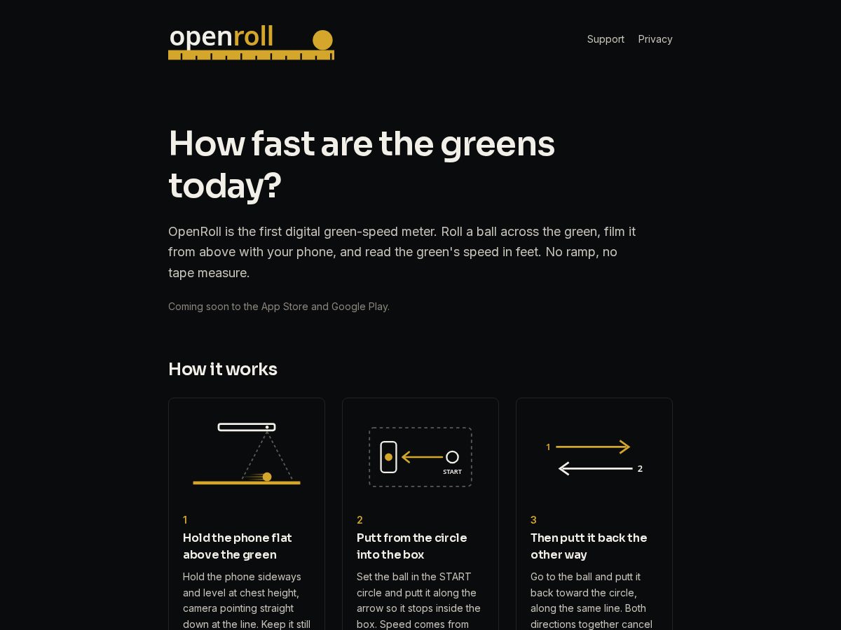Landing-page snapshot of openrollgolf.com