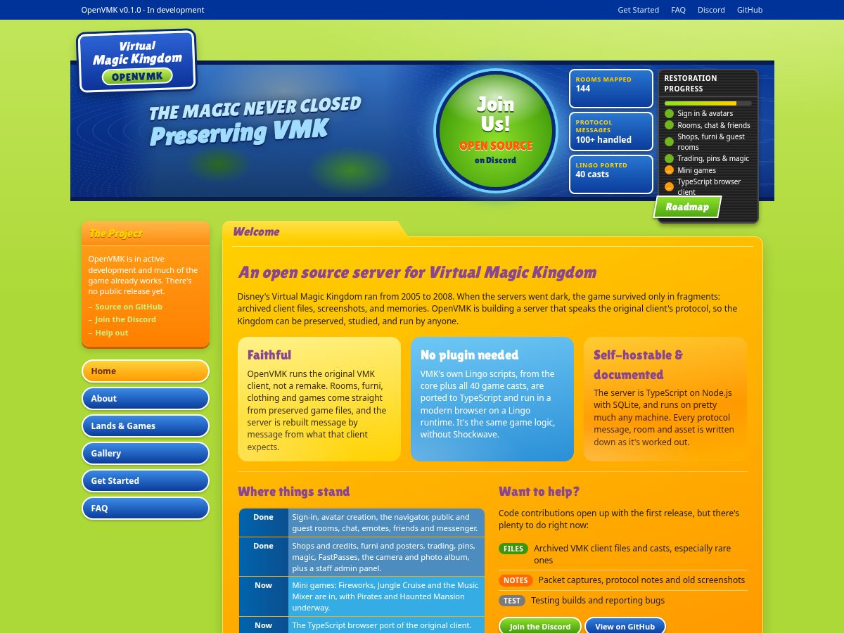 Landing-page snapshot of openvmk.site
