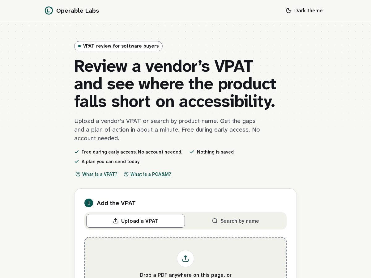 Landing-page snapshot of operablelabs.com