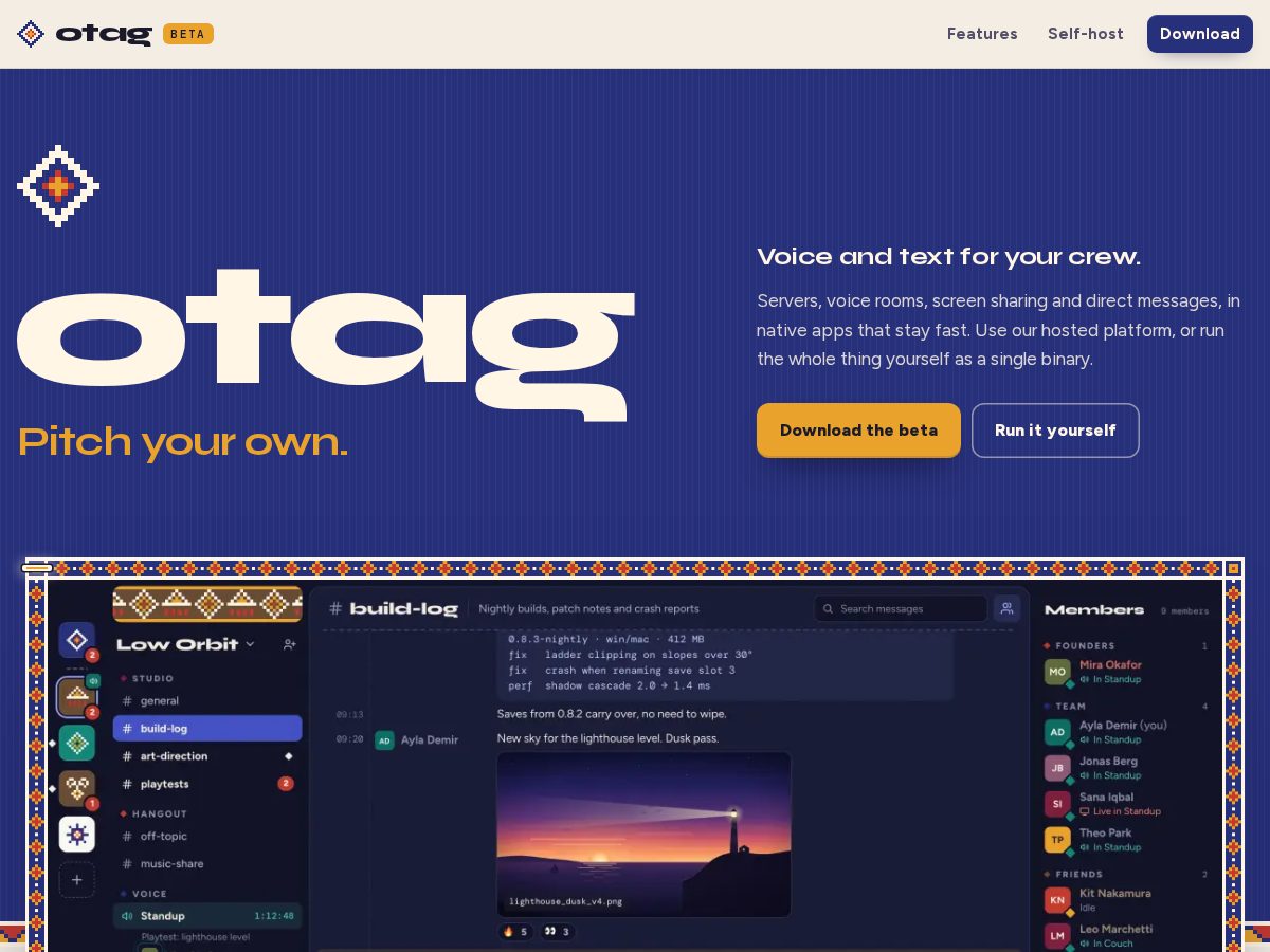 Landing-page snapshot of otag.chat