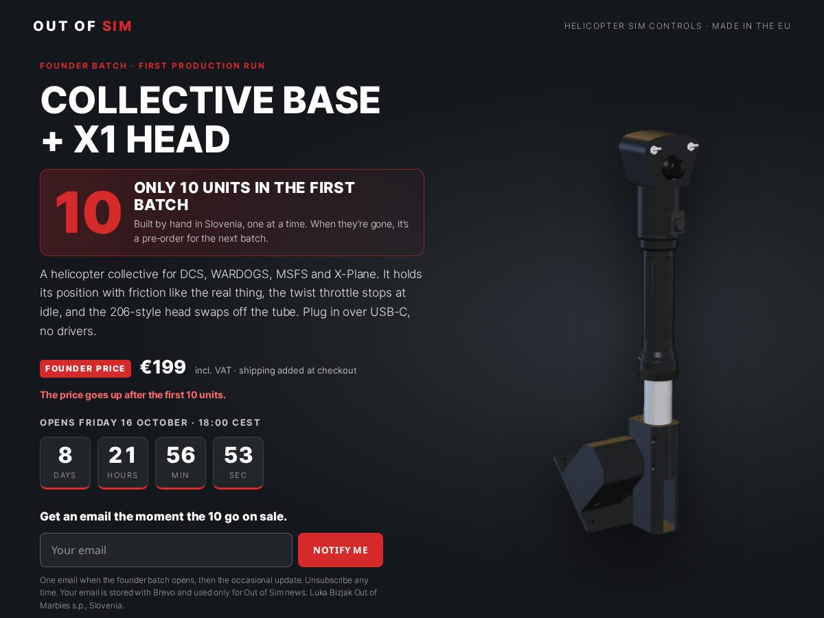 Landing-page snapshot of outofsim.com