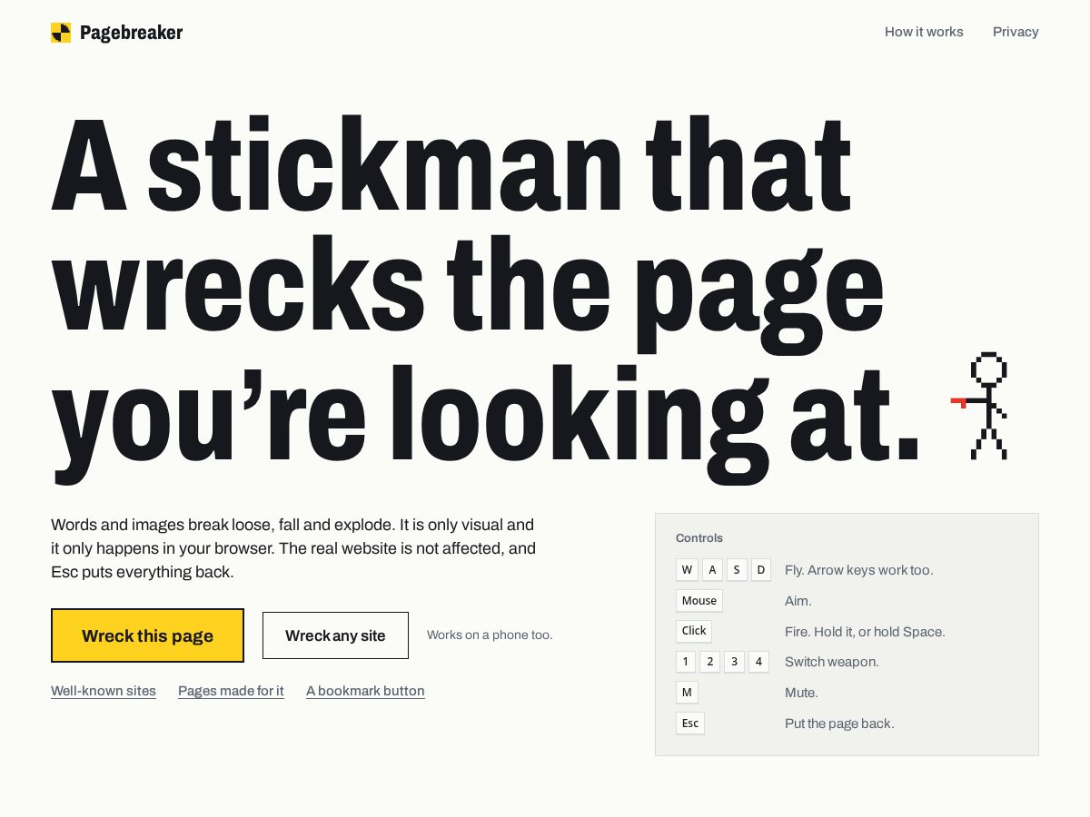 Landing-page snapshot of pagebreaker.xyz