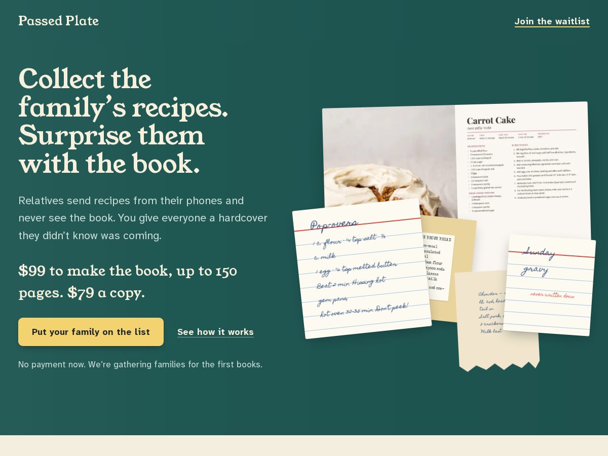 Landing-page snapshot of passedplate.com