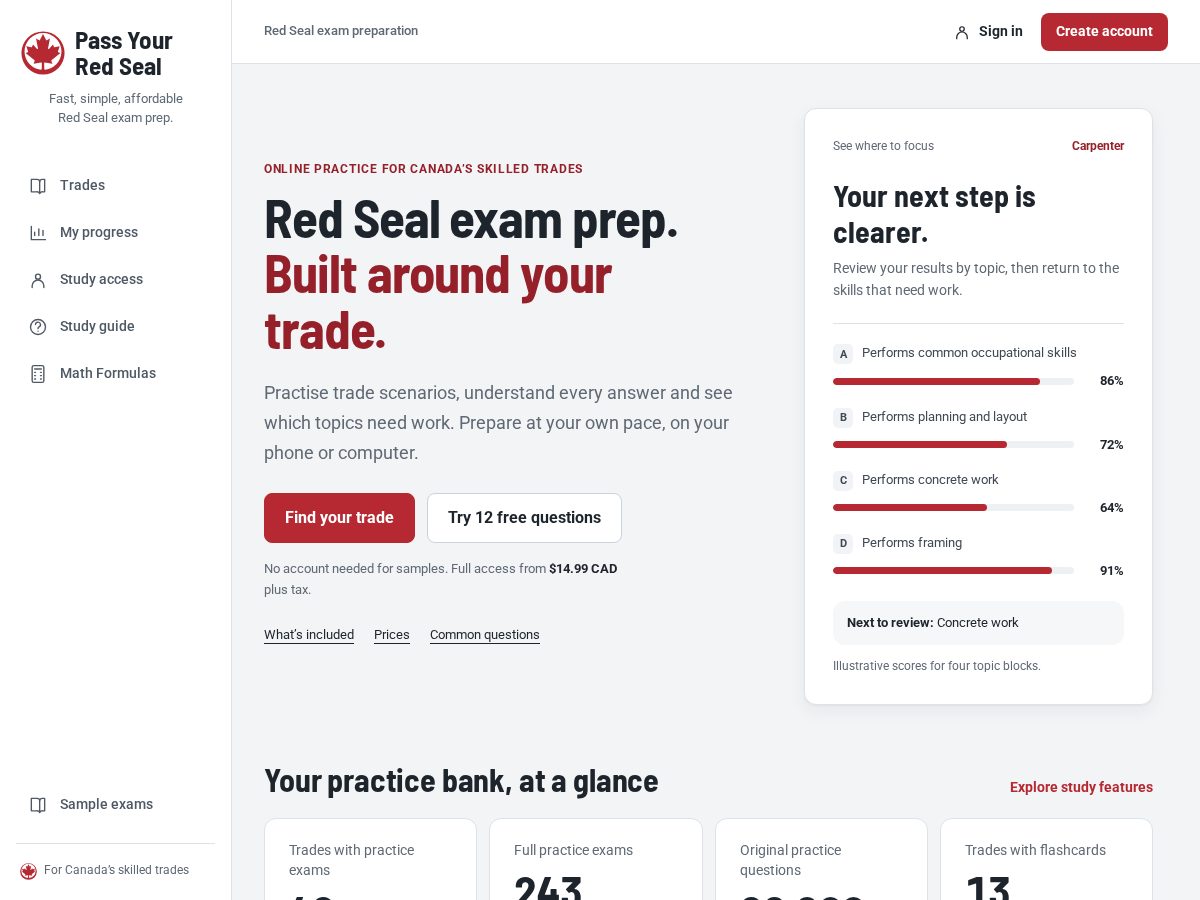 Landing-page snapshot of passmyredseal.com