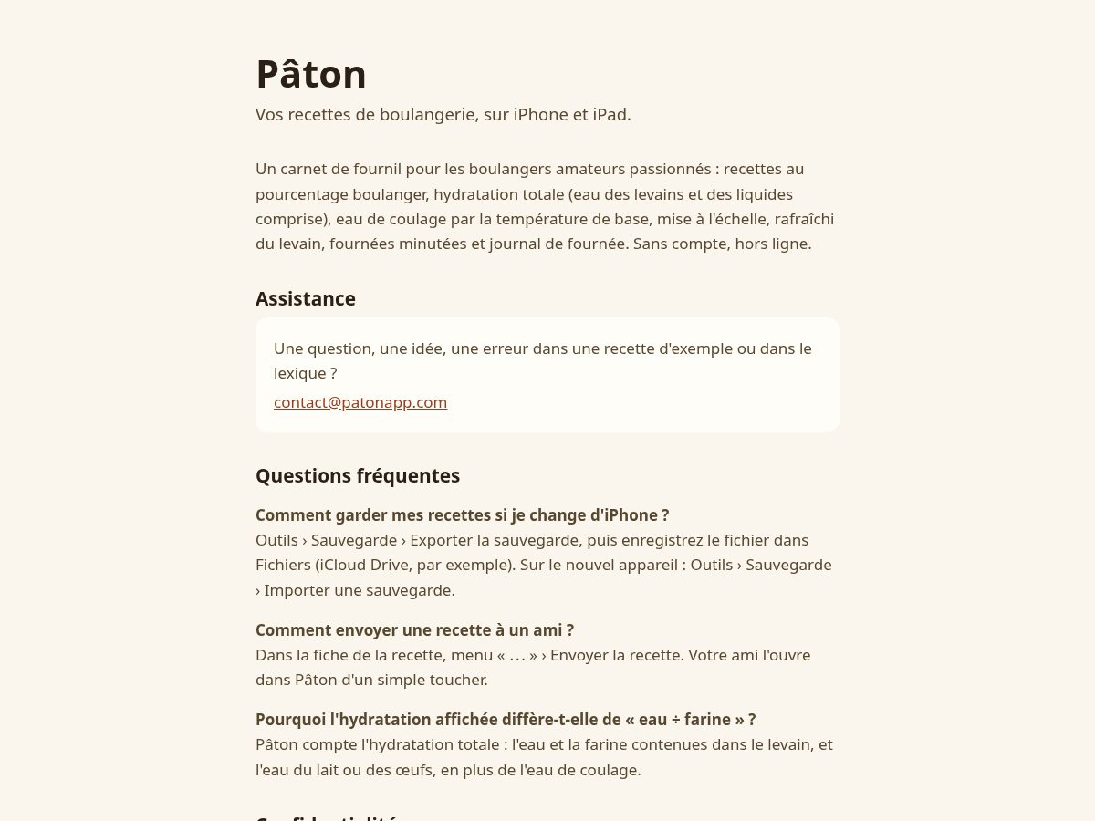 Landing-page snapshot of patonapp.com