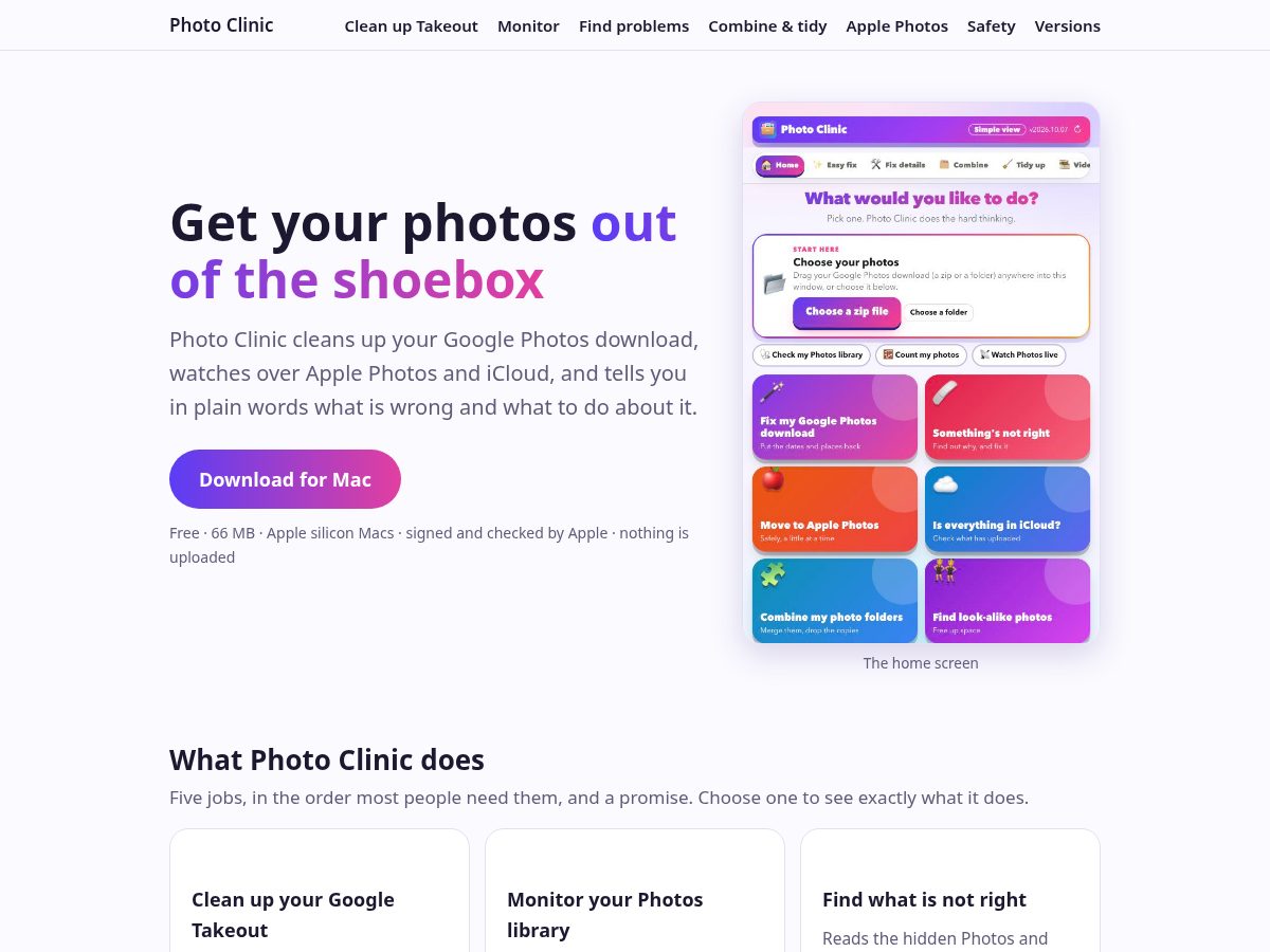 Landing-page snapshot of photoclinic.org